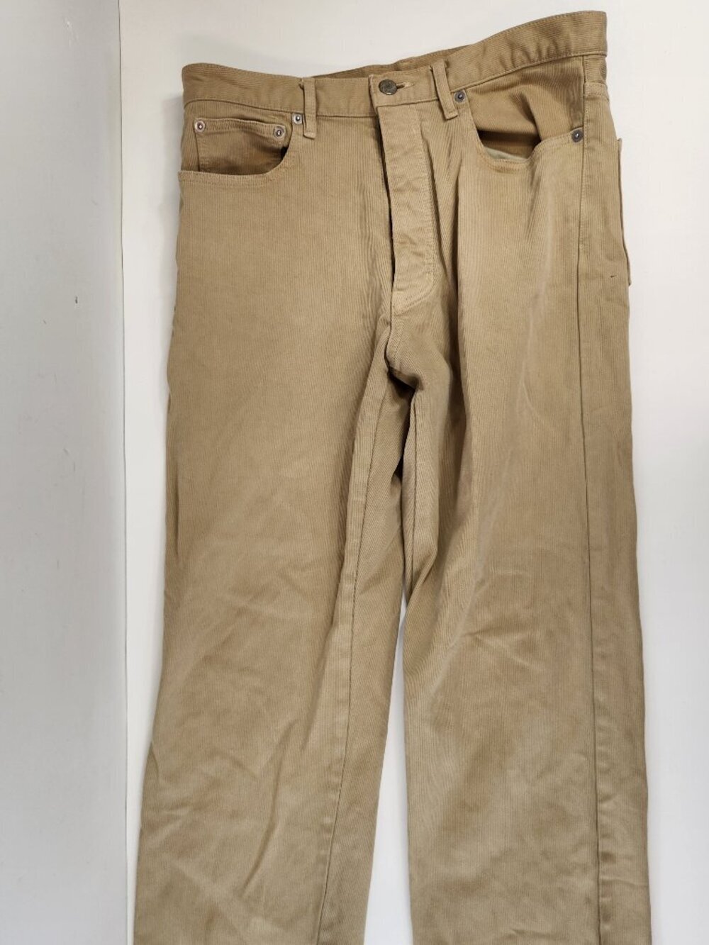 Ships Outfitters Mens Corduroy Look Pants Beige Size 32 Button Fly
